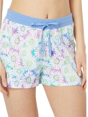 Life Is Good Floral Daisy Lounge Shorts in Blue, Purple, White